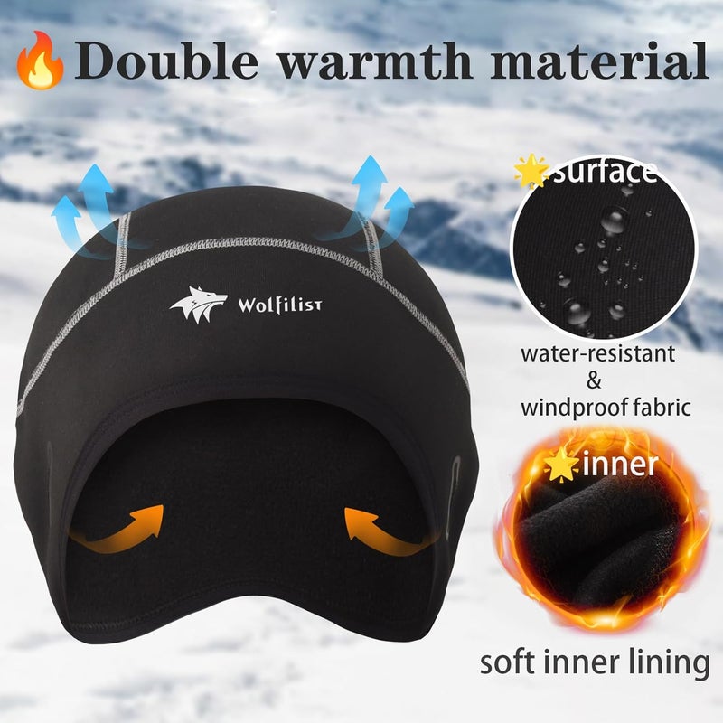 WOLFILIST Skull Cap Helmet Liner for Men Women Hard Hat Liner Winter Cycling Cap Under Helmet Thermal Fleece Beanie - Image 3